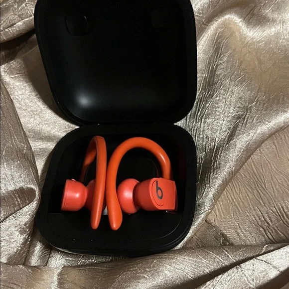 Orange Wireless Earbuds with Black Case - Picture 4 of 5